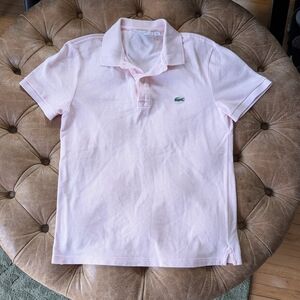 Lacoste slim fit classic Pink polo size medium men's hardly worn like new condit